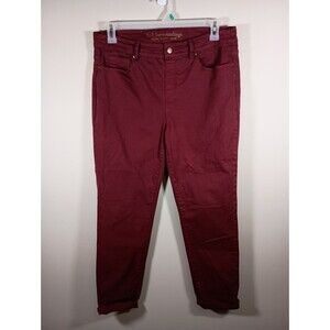 Soft Surroundings Womens Pull On Straight Leg Jeans Burgundy Stretch Size Medium